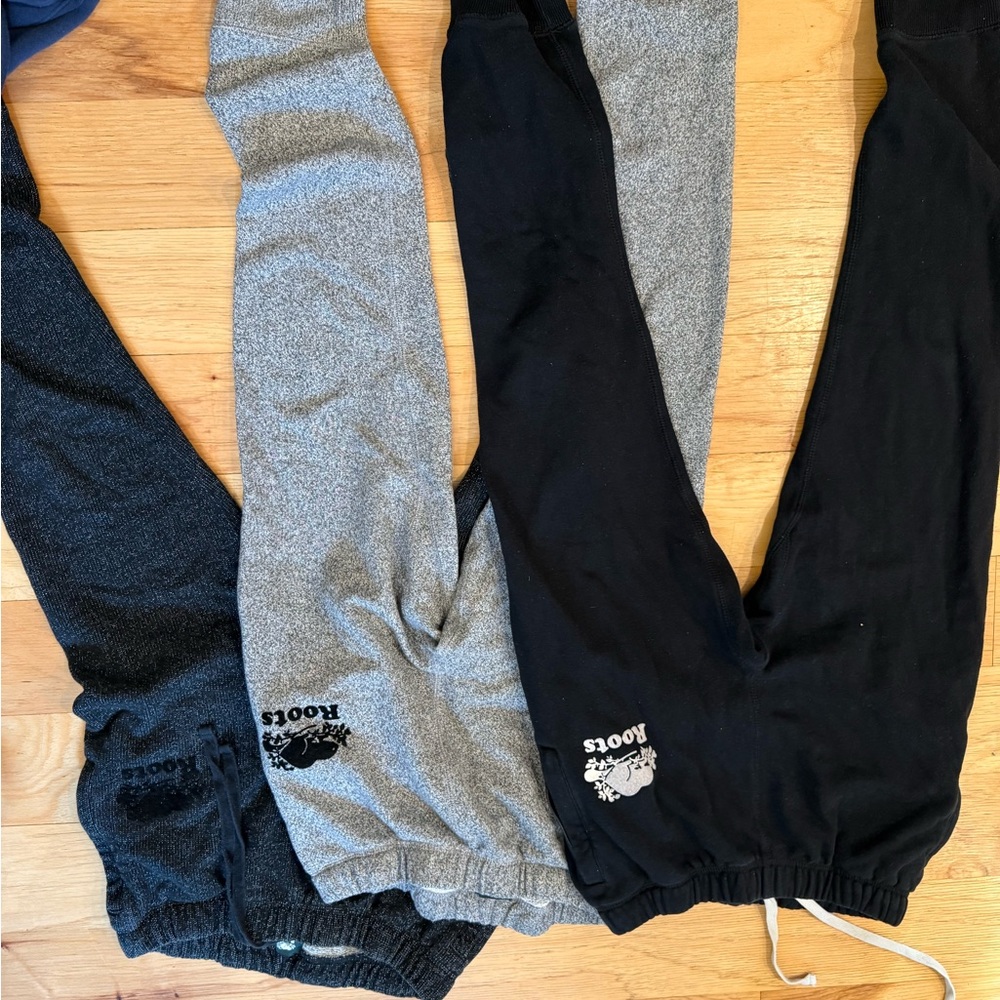 Roots me Sweatpants - Black, Gray, and Dark grey.